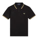 fred perry polo twin tipped uomo m12 black champagne nero 4744180