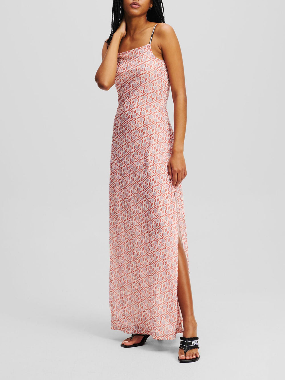 Karl Lagerfeld Vestito Longuette Donna A2W13029 Geo Monogram Red Aop - Multicolore