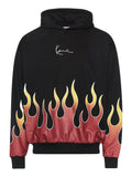 Karl Kani Felpa Cappuccio Small Signature Flame Uomo KM233-005 - Nero