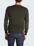 Sun68 Pullover Elbow & Pocket Jacquard Uomo K43114 Militare Scuro - Verde