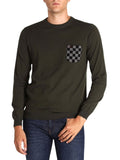 Sun68 Pullover Elbow & Pocket Jacquard Uomo K43114 Militare Scuro - Verde