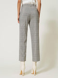 Twin Set Pantalone Chino Check And Lace Donna 232TP2632 Check Neve/nero - Grigio