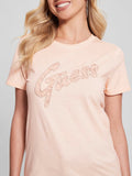 Guess T-shirt Lace Logo Donna W4RI25K9RM1 Pesca Chiaro - Rosa