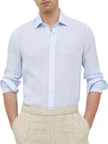 Michael Kors Camicia Casual Linen Slim Fit Uomo MK0DS01099 Blu Chiaro - Celeste