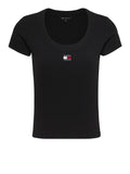 Tommy Hilfiger T-shirt Slim Badge Rib Donna DW0DW17396 - Nero