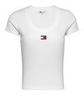 Tommy Hilfiger T-shirt Slim Badge Rib Donna DW0DW17396 - Bianco