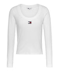 Tommy Hilfiger T-shirt Slim Badge Rib Donna DW0DW17397 - Bianco