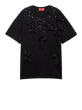 Aniye By T-shirt Over Ribbon Strass Donna 185886 - Nero
