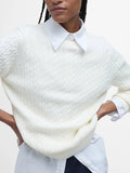 Barbour Maglione Hartland Crew Knitted Donna LKN1630 Cloud - Bianco