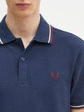 Fred Perry Polo Twin Tipped Uomo M3600 Tnsbl/ecru/oxblo - Blu