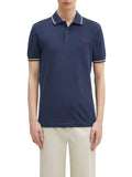 Fred Perry Polo Twin Tipped Uomo M3600 Tnsbl/ecru/oxblo - Blu