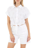 Guess Camicia Brigitte Embro Donna W5GH34WG822 Pure White - Bianco
