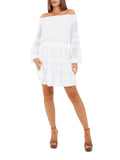 Guess Vestito Mini Audrey Off Shoulder Donna W5GK24WE550 Pure White - Bianco