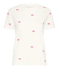 Ichi T-shirt Donna 20122502 Cloud Dancer W. Pink Yarrow - Bianco