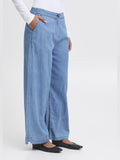 Ichi Pantalone Straight Ihbarcy Donna 20122687 Light Blue Chambray - Denim