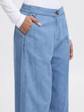 Ichi Pantalone Straight Ihbarcy Donna 20122687 Light Blue Chambray - Denim