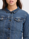 Ichi Giubbino di Jeans Donna 20122817 Washed Med. Blue - Denim