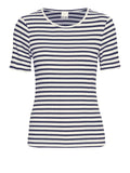 Ichi T-shirt Bianco Donna 20122818 Total Eclipse Stripe - Blu