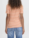 Ichi T-shirt Bianco Donna 20122818 Fiesta W. Cloud Dancer Stripe - Arancione