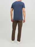 Jack e Jones T-shirt Split Neck Uomo 12164972 Navy Blazer Slim - Blu
