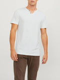 Jack e Jones T-shirt Split Neck Uomo 12164972 Cloud Dancer Slim - Bianco