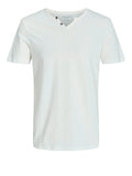 Jack e Jones T-shirt Split Neck Uomo 12164972 Cloud Dancer Slim - Bianco