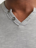 Jack e Jones T-shirt Split Neck Uomo 12164972 Ultimate Grey - Grigio