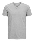 Jack e Jones T-shirt Split Neck Uomo 12164972 Ultimate Grey - Grigio