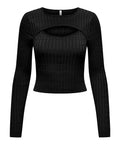 Only Maglia Meddi Cable Crop Donna 15339582 Black - Nero