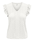 Only Top Smilla Frill Donna 15349061 Cloud Dancer Boho - Bianco