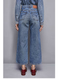 Patrizia Pepe Jeans Wide Cropped Donna 8P0691D1WZB Blue Wash - Denim