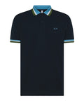Sun68 Polo Collar Multistripes Uomo A35117 - Blu