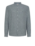 Sun68 Camicia Sun68 Linen Stripe Korean da Uomo - Blu