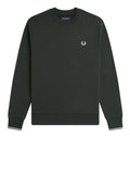 Fred Perry Felpa Uomo M7535 Nightgreen/snwht - Verde