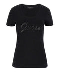 Guess T-shirt Embro Script Logo Donna W5YI46J1314 Jet Black A996 - Nero