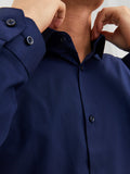 Jack e Jones Camicia Classica Uomo 12227385 Perfect Navy Slim Fit - Blu