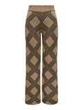 Only Pantalone Palazzo Donna 15327634 Cocoa Créme Black Weave - Marrone