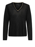 Only T-shirt Donna 15365361 Black Ligt Gold Glitter Neckli - Nero