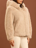 Take Two Pelliccia Eco con Cappuccio Take Two da Donna - Bianco