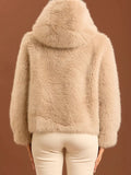 Take Two Pelliccia Eco con Cappuccio Take Two da Donna - Bianco
