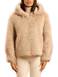 Take Two Pelliccia Eco con Cappuccio Take Two da Donna - Bianco