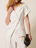 Actitude Blazer Donna 261AP2085 Off White Pinstripe - Bianco
