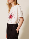 Actitude T-shirt Donna 261AP2164 Off White Stampa Cuore - Bianco
