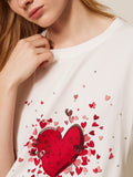 Actitude T-shirt Donna 261AP2164 Off White Stampa Cuore - Bianco