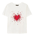 Actitude T-shirt Donna 261AP2164 Off White Stampa Cuore - Bianco