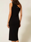 Actitude Vestito Midi Monospalla Donna 261AP3120 - Nero