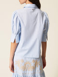 Actitude Camicia Casual Donna 261AT2030 Off White/light Blue Embr. Pin - Celeste