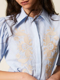 Actitude Camicia Casual Donna 261AT2030 Off White/light Blue Embr. Pin - Celeste