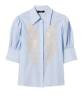 Actitude Camicia Casual Donna 261AT2030 Off White/light Blue Embr. Pin - Celeste