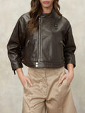 Blauer Giubbino di Pelle Lorette Donna 26SBLDL02536-007515 Nero Caffe' - Marrone